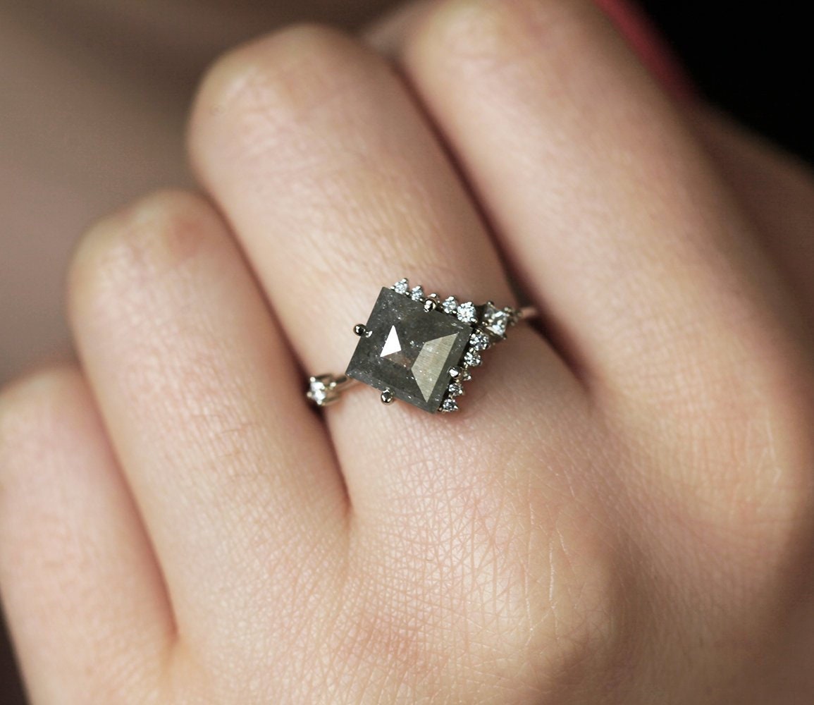 Salt and pepper diamond ring etsy deals