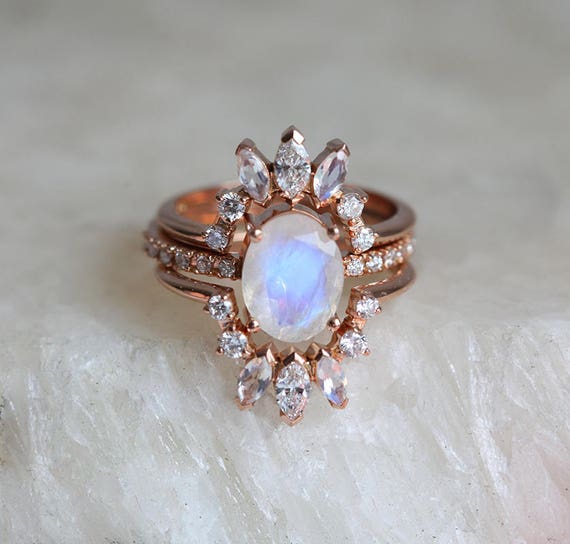 Rainbow Moonstone & Diamond Fairytale Ring | La Kaiser 7