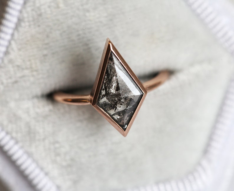 Salt Pepper Diamond Ring Alternative Diamond Engagement Ring Etsy