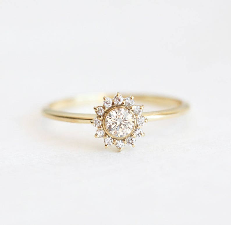 Halo Diamond Ring 0.2 Carat Diamond Engagement Ring image 1