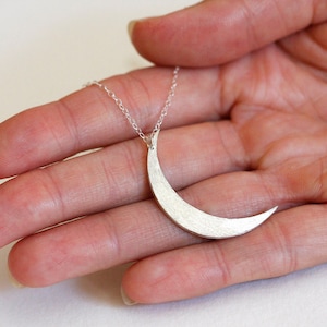 Moon necklace, Silver crescent necklace, Half moon necklace, Large charm boho necklace image 2