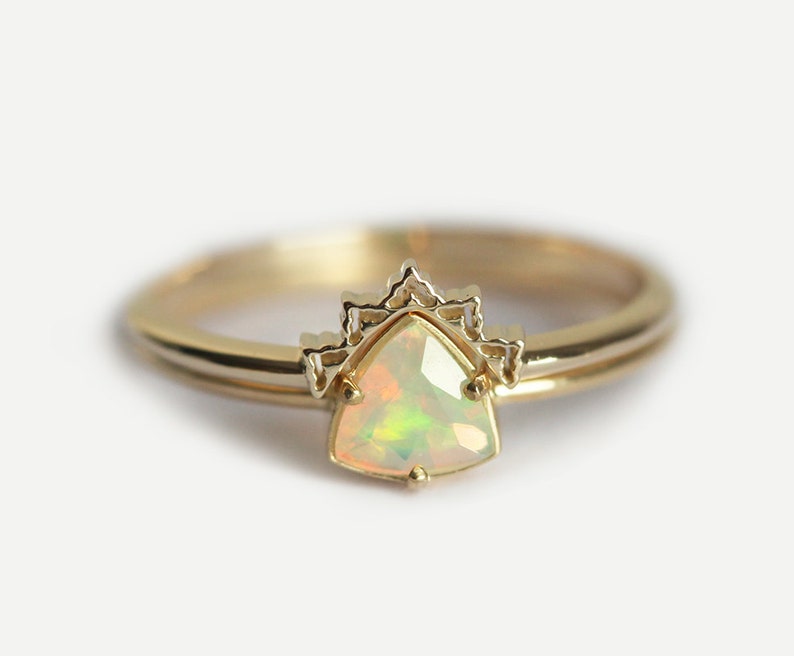 Opal Engagement Ring Set Opal Wedding Ring Lace Wedding Set Etsy