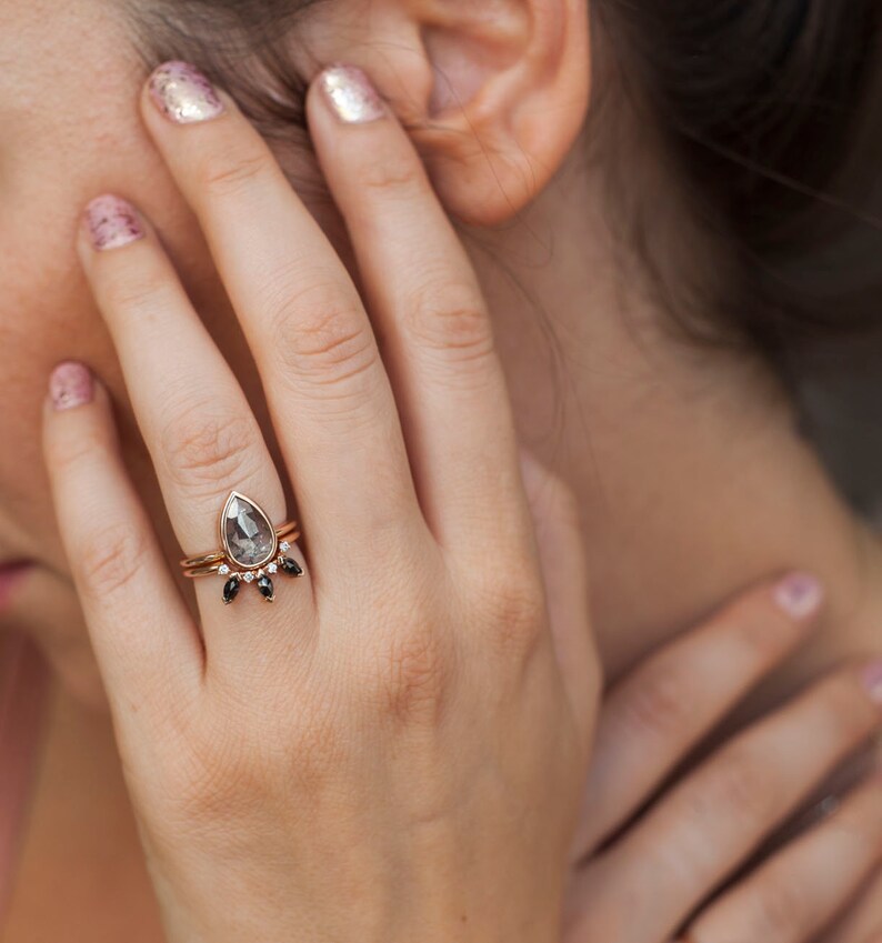 Salt and Pepper Diamond Ring With Matching Black and Grey Etsy