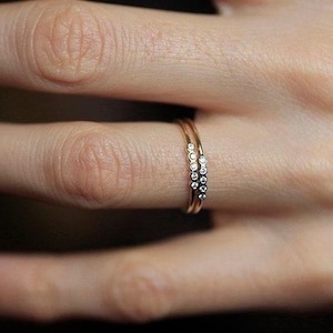 Diamond Wedding Band, Five Diamond Ring in Solid Gold