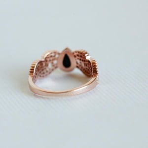 Black Spinel Ring, Gold Filigree Ring, Rose Gold Lace Ring, White Gold Engagement Ring, Non Diamond Ring, Vintage Ring, 14k Rose Gold image 7
