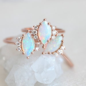 Australian Opal Engagement Ring Marquise Opal Diamond Ring - Etsy