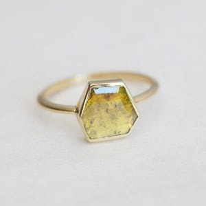 Diamond Slice Ring, Yellow Diamond Ring, Unique Diamond Ring, Solitaire Diamond Ring, Simple Diamond Ring, One Of A Kind image 4