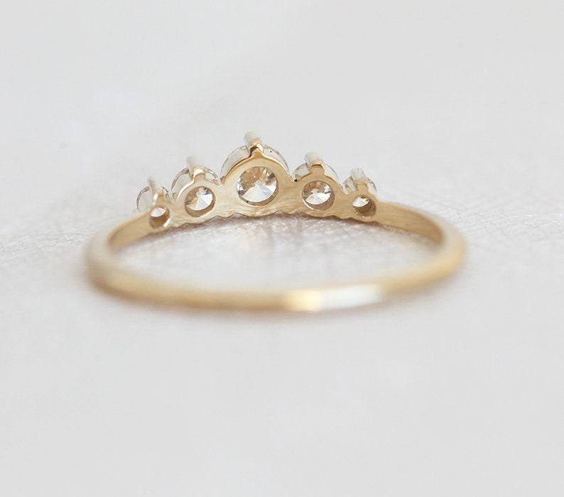 Diamond Engagement Ring 18k Yellow Gold, Round Diamond Ring, Artdeco Diamond Engagement Ring with Diamonds by Minimalvs image 7