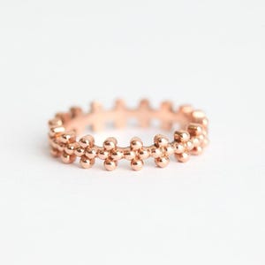 Beaded Gold Ring, Rose Gold Band Minimalist