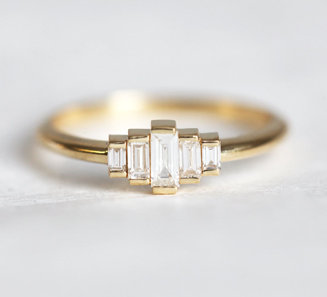 Diamond Ring with Sapphire Accents ~ ART DECO – Fancy Flea Antiques