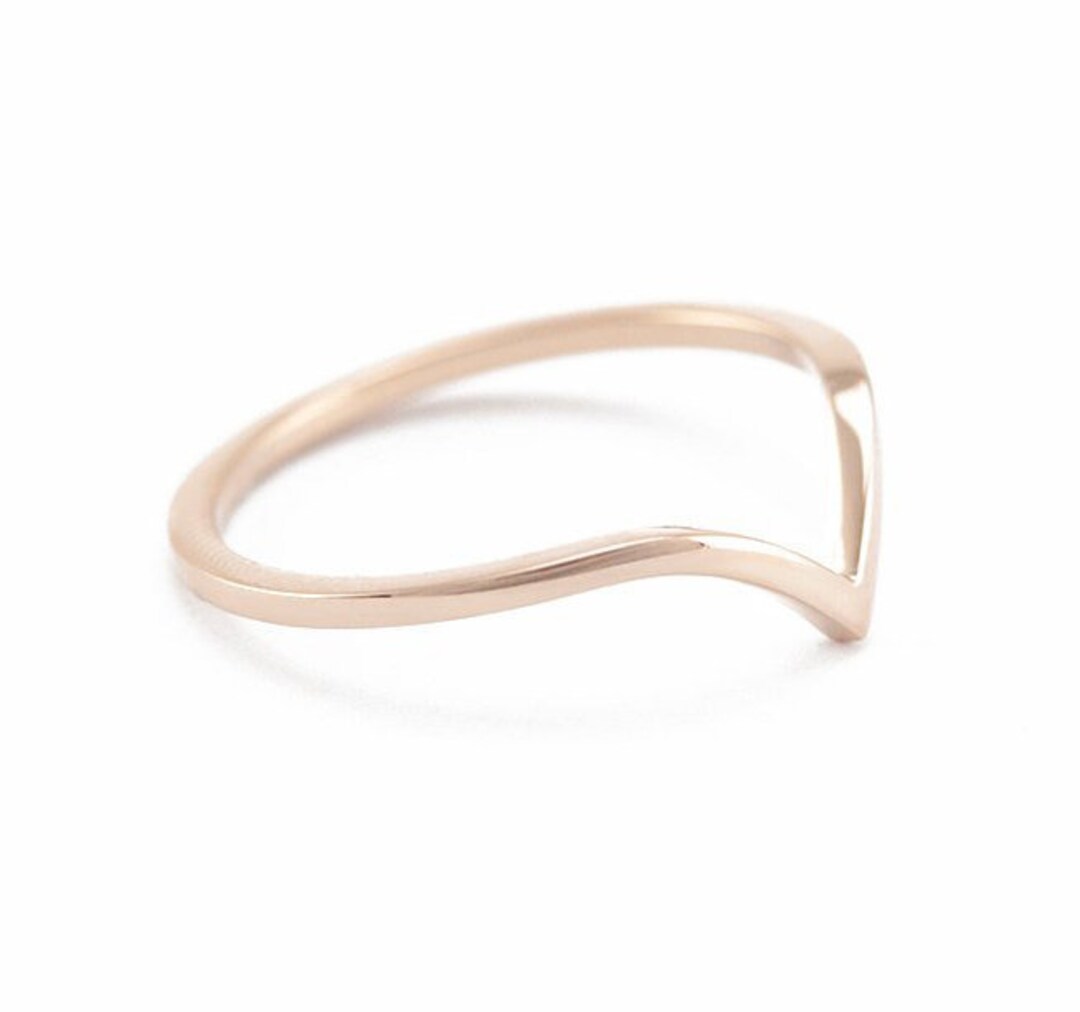 Bague en V en or rose bague de mariage en or rose uni en forme de V Etsy France