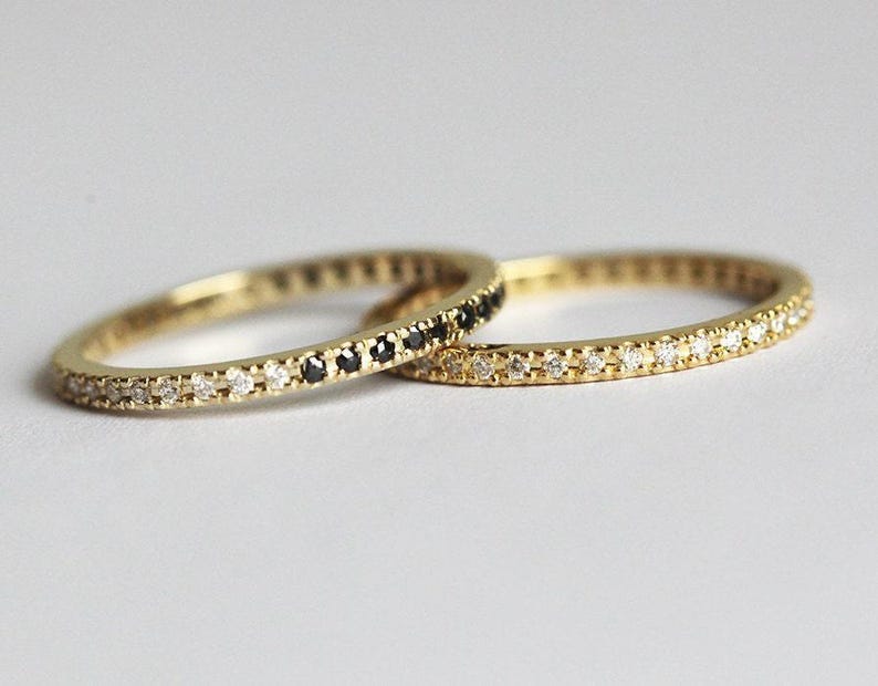 Anillo de rubí de eternidad, anillo de rubí con diamantes, anillo de rubí con micropavé de diamantes, anillo con micropavé imagen 10