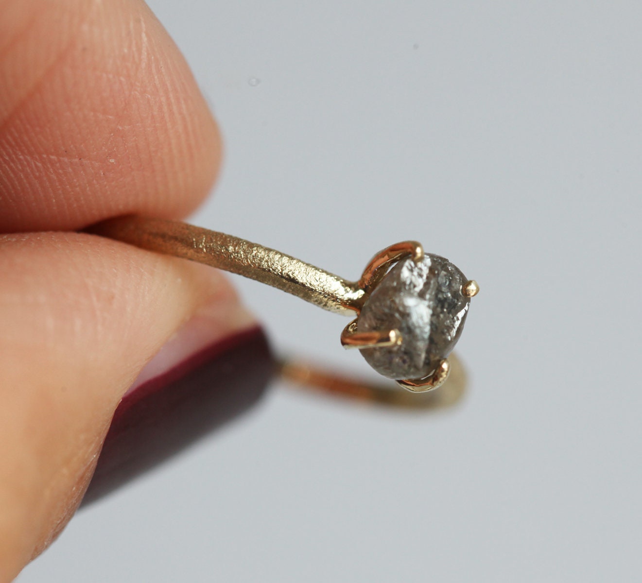 Raw grey diamond engagement best sale ring