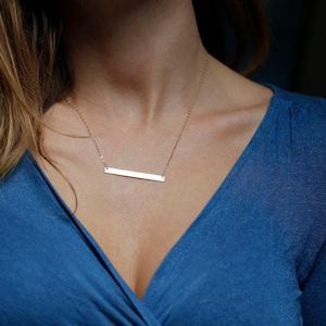 Customized Name Bar Necklace, Engraved Nameplate Necklace, Personalized Gold Bar Necklace, Personalized Bar Necklace, 14k Gold Bar Necklace