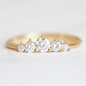 Diamond Engagement Ring 18k Yellow Gold, Round Diamond Ring, Artdeco Diamond Engagement Ring with Diamonds by Minimalvs image 1