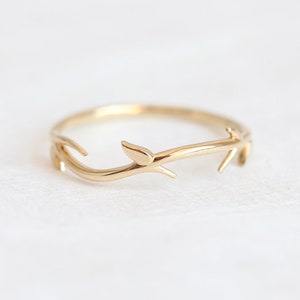 Delicate Twig Ring, Gold Floral Ring available in 14k 18k Gold and platinum image 3