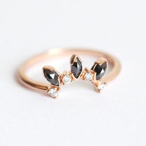 Diamond Crown Ring, Diamond Wedding Band, Diamond Wedding Ring, Black Diamond Band, Black Diamond Ring, Grey Diamond Ring, Grey Diamond band image 3