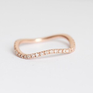 Wave Diamond Wedding Ring, Unique Wave Diamond Eternity Band, Pave Diamond Ring All Around image 3