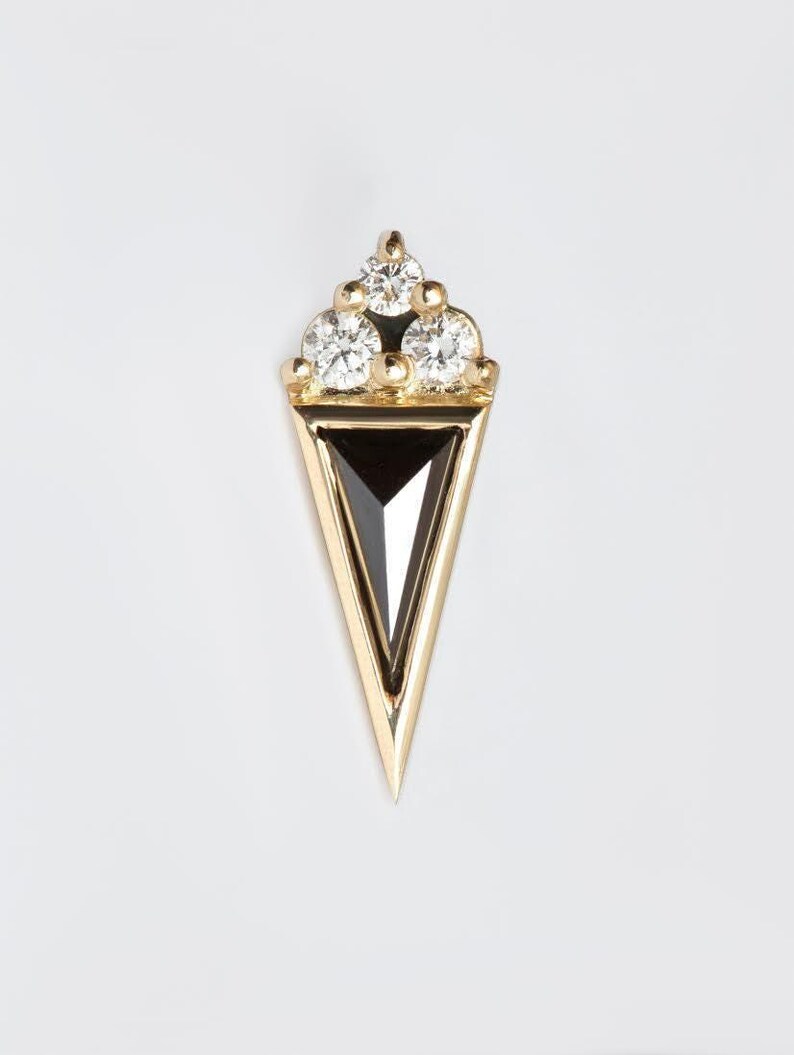 Black Diamond Earring, Single Earring, Diamond Stud Earring, Rose Cut Diamond Earring, Black Diamond Stud, 14K Gold Diamond Stud image 3