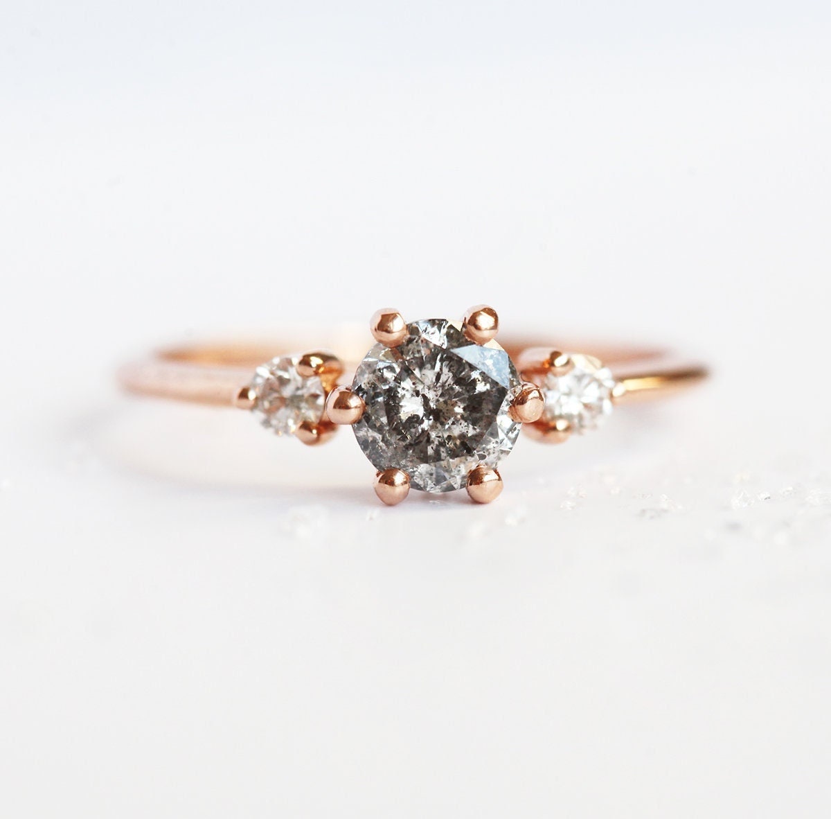 Salt Pepper Diamond Ring Grey Engagement Ring Galaxy Diamond - Etsy UK