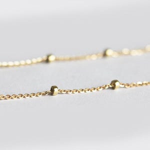 Collar de oro simple, collar de oro con satélite, collar de oro delicado, collar de oro de 14 k, collar de capas perfecto, collar de oro macizo de 14 k