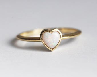 Opal heart ring, Australian opal engagement ring, Heart cut solitaire, Heart shaped bezel ring