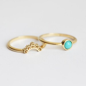Turquoise Ring Set 18k Yellow Gold With Lace Band image 2