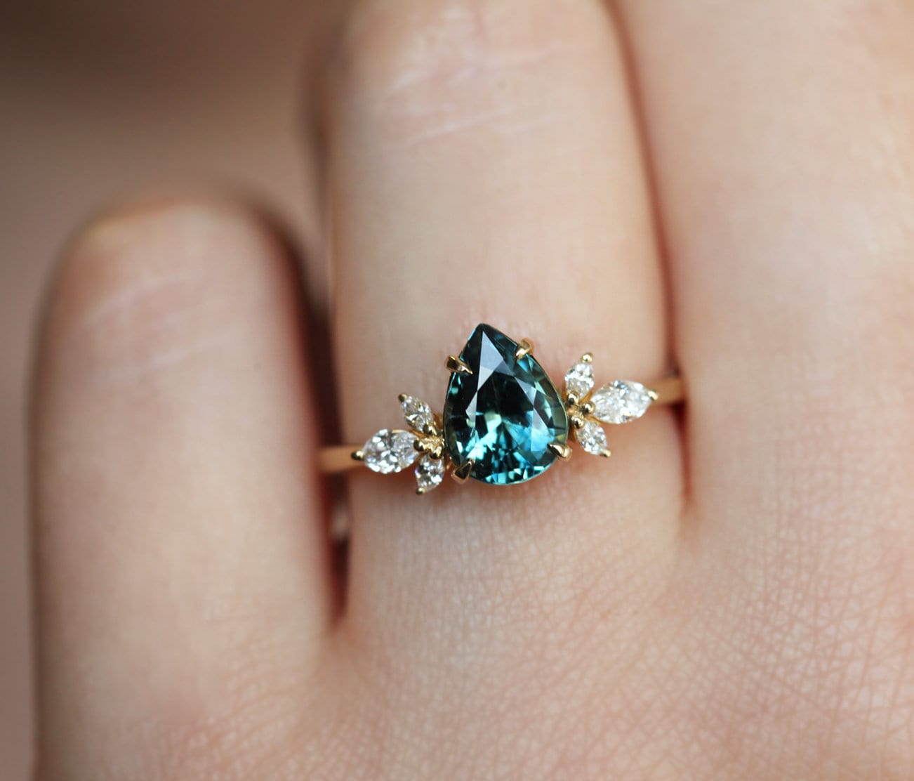 Unique, Blue Sapphire Engagement Ring, tension ring