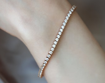 Rose gold diamond tennis bracelet 18k rose