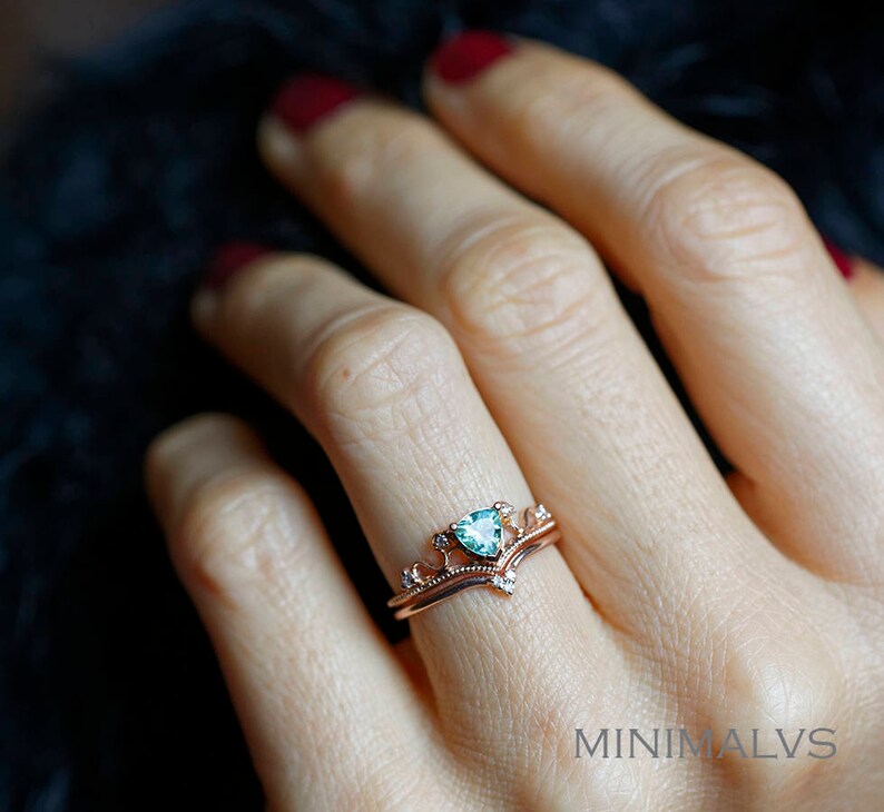 Mint Tourmaline Engagement Ring Set Diamond Tourmaline Ring Etsy