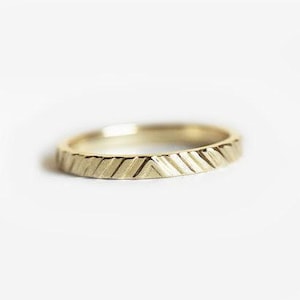 Anillo de bodas para mujer con banda de oro texturizado de 14 k y 18 k, anillo de bodas de 2,8 mm
