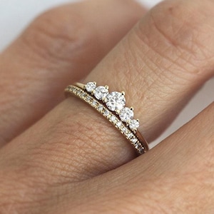 Diamond Engagement Ring 18k Yellow Gold, Round Diamond Ring, Artdeco Diamond Engagement Ring with Diamonds by Minimalvs image 9
