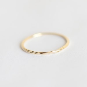 Thin wedding band, Twisted rope ring, Dainty mobius ring, Platinum stacking band, Delicate gold ring image 3