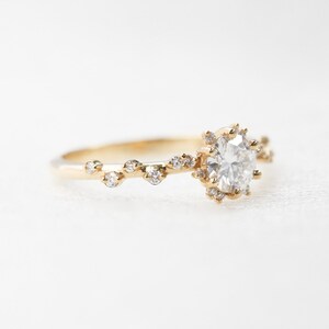 Round diamond cluster ring, Unique half carat diamond cluster ring 18k gold image 5