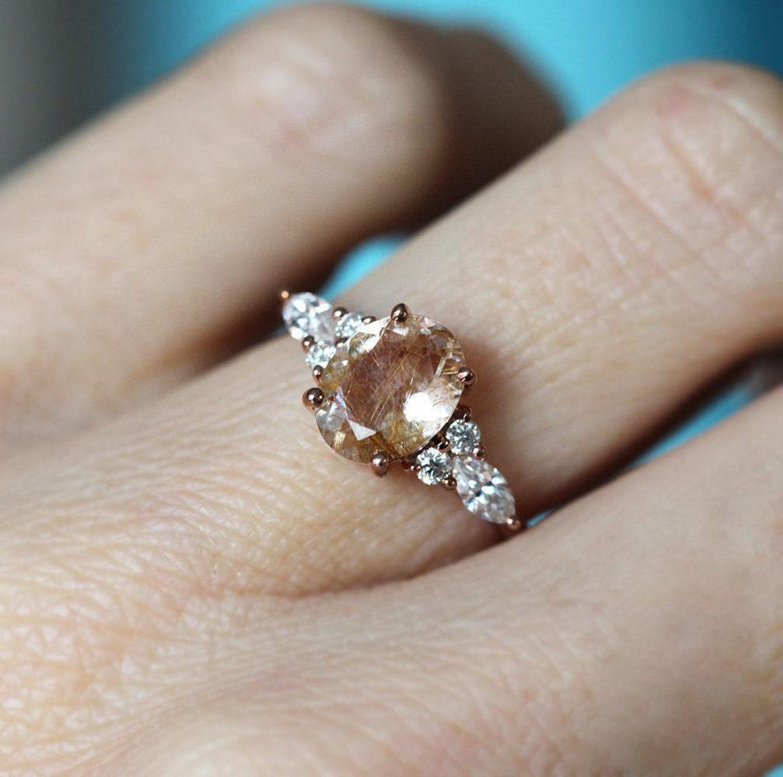 Golden Bronze Rutile Quartz Ring, Golden Rutile Quartz Ring - Etsy