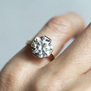 Octagon Moissanite Engagement Ring Octagonal Engagement Ring - Etsy