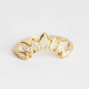 Diamond Tiara Ring, Diamond Crown Ring, Diamond Wedding Ring Band Yellow Gold Diamond Ring
