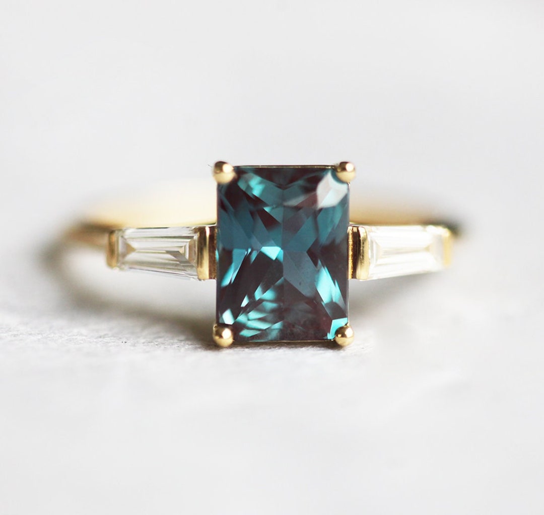 Radiant Alexandrite Engagement Ring Alexandrite Diamond Ring - Etsy