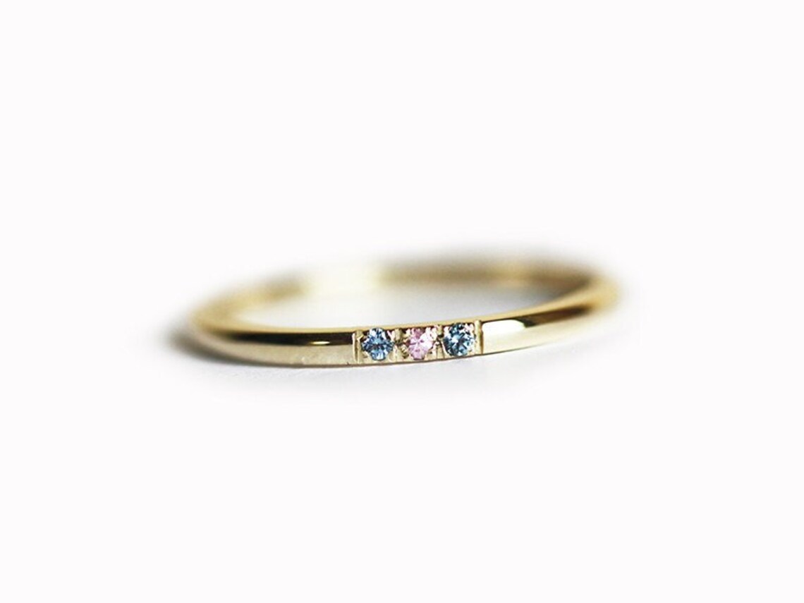 Blue and Pink Diamond Band Delicate Pink Diamond Wedding Ring - Etsy