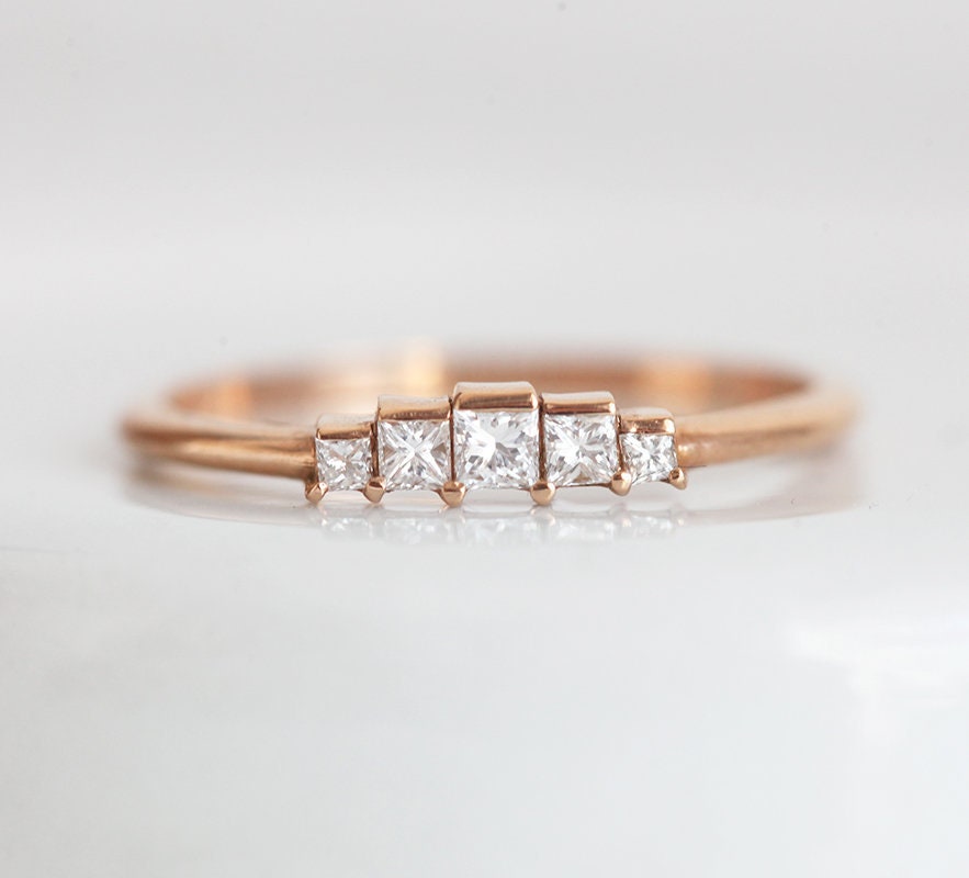 Art Deco Diamant Verlobungsring Rosegold Prinzessin Diamant Etsy