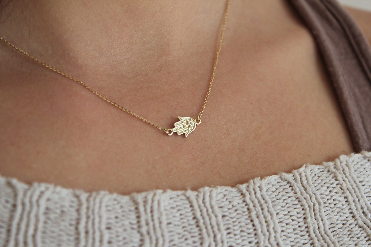 Mini Diamond Hamsa Necklace