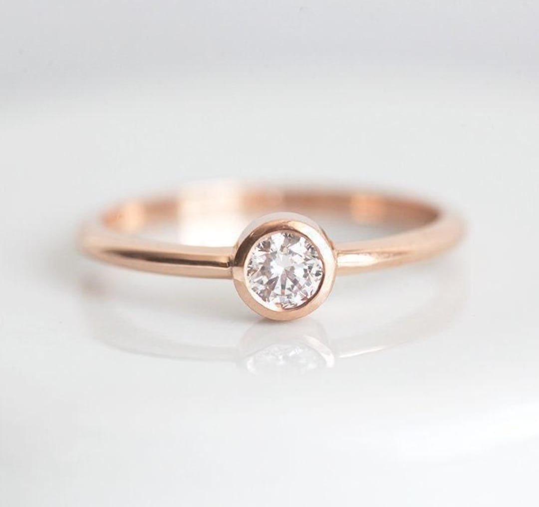 Simple Round Diamond Ring, Round Diamond Solitaire Ring Rose Gold, Rose ...