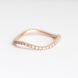 Wave Diamond Wedding Ring, Unique Wave Diamond Eternity Band, Pave Diamond Ring All Around