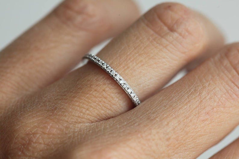 Eternity Diamond Band, Eternity Diamond Ring, White Gold Diamond Ring, Rose Gold Diamond Ring, classic Diamond Band, Band For Her image 3