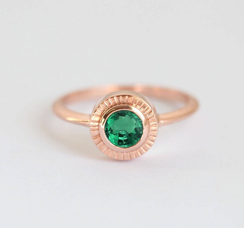 Bohemian Wedding Ring Set Emerald Solitaire Ring With Emerald - Etsy