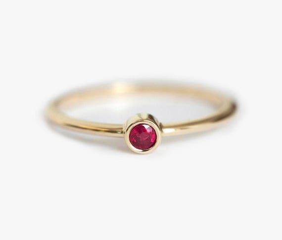 Dainty Ruby Ring Ruby Soitaire Rlng 14k Gold Ruby Ring Genuine Ruby Natural Ruby Jewelry July Birthstone Ring