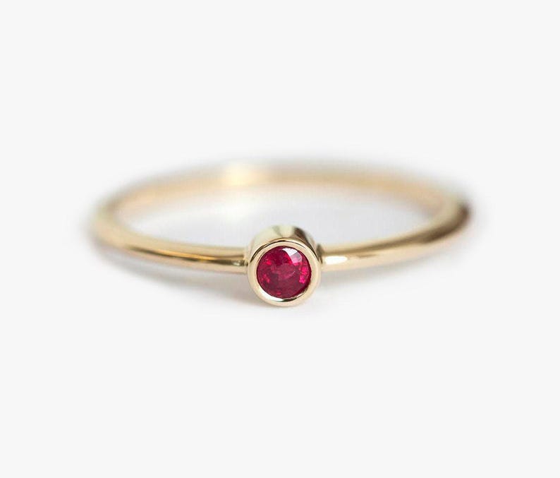 Dainty Ruby Ring Ruby Soitaire Rlng 14k Gold Ruby Ring Genuine Ruby Natural Ruby Jewelry July Birthstone Ring image 1