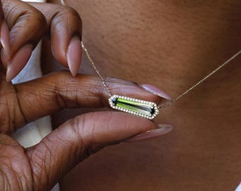 Bicolor Tourmaline Necklace Artdeco style