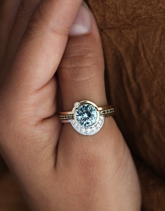 7mm Men's Sapphire Engagement Ring Titanium & Silver Wedding Ring .15ct -  Titanium Rings at Elma UK Jewellery