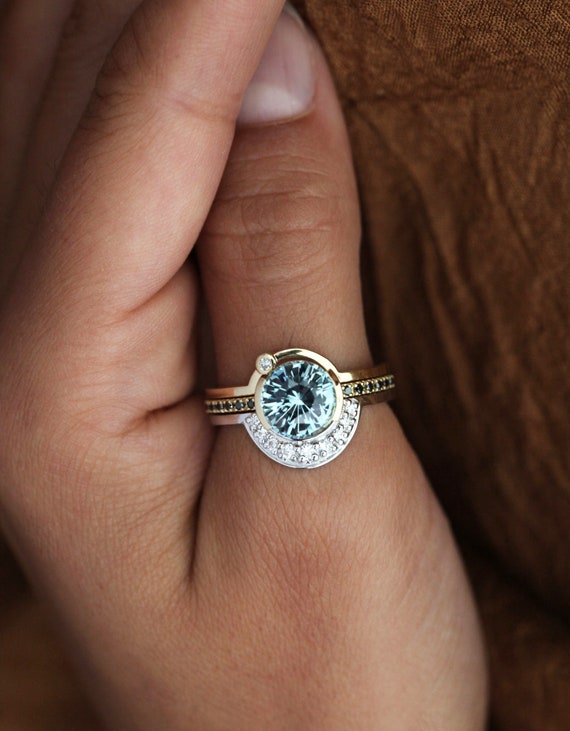 3ct Pastel Sapphire Ring Blue Sapphire Engagement Ring Modern